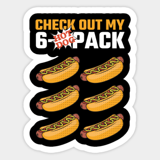 Check Out My Six 6 Pack Hot Dog T-Shirt, Funny Hotdog Gifts Tees, Street Food Party 4th of July Independence Day Grilling Hotdogs Costume Sticker